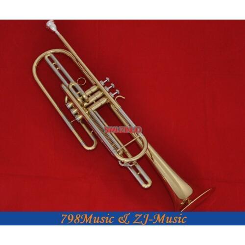 Gold Bass Trumpet Bb Key 3 Monel valves New Horn With Case