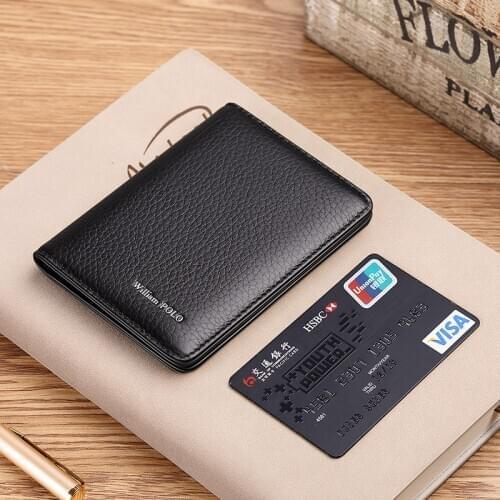 Leather shorts mens wallet Mini ultra thin multi function card holder fashion vertical Coin Wallet
