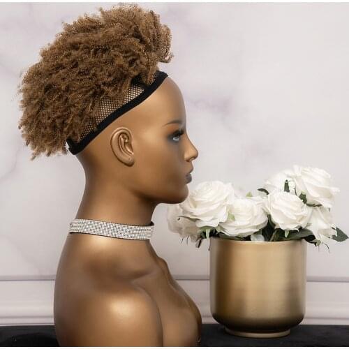 CURLYPARK Afro Kinky Curly Drawstring Ponytail Extensions 4B 4C Remy Color #30 Clip In Ponytail Human Hair Extension