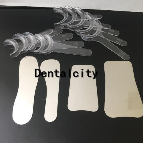 Best 4PCS Dental Stainless Steel Photographic Mirror Reflectors+10PCS Dental T-Shape Lip Cheek Opener
