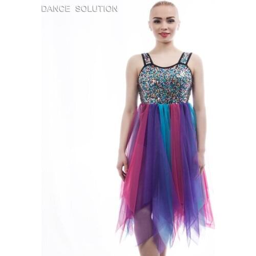 Lyrical Ballet Leotard Dance Dress Girls Sequin Dancewear Performance Dance Wear Contemporary Stage Show Costume 17082