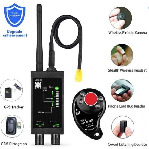 M8000 Radio Anti-Spy Detector GSM RF Signal Auto Tracker Detectors GPS Tracker Finder Bug with Long Magnetic LED Antenna
