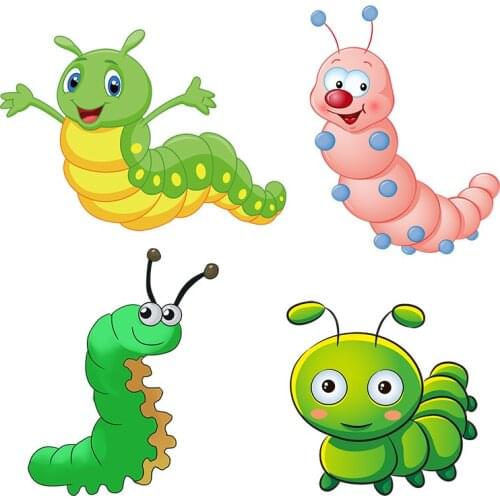 Three Ratels CA9 Lovely cartoon Green worm wall stickers for kids Decorative decals for nursery room funny car stickers laptop