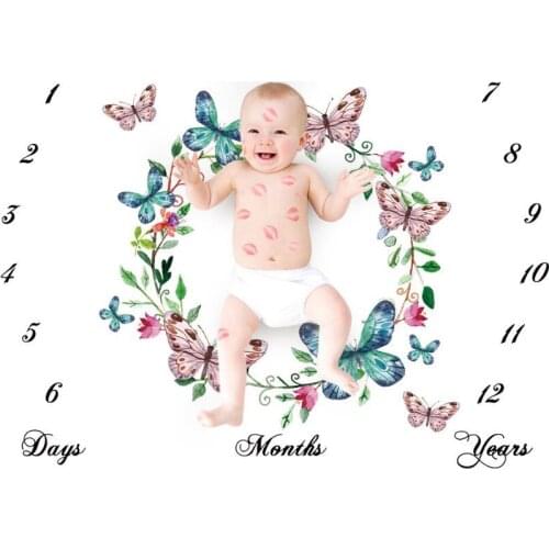 Cartoon Pattern Infant Baby Blankets Milestone Photo Props Background Backdrop Play Mats Cloth Calendar Photo Accessories