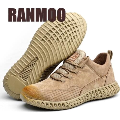 2021 Men Safety Steel Toe Shoes Toe Cap Anti-smashing Indestructible Protective Shoes Genuine Leather New Shoes Dropshipping