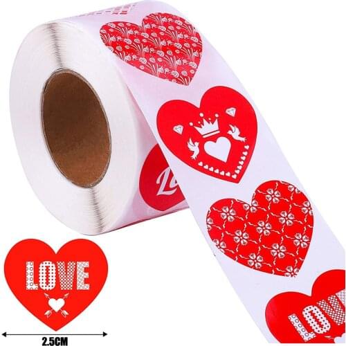 50-500pcs Love Heart Shaped Label Sticker Scrapbooking Gift Packaging Seal Birthday Party Wedding Supply Valentines Sticker