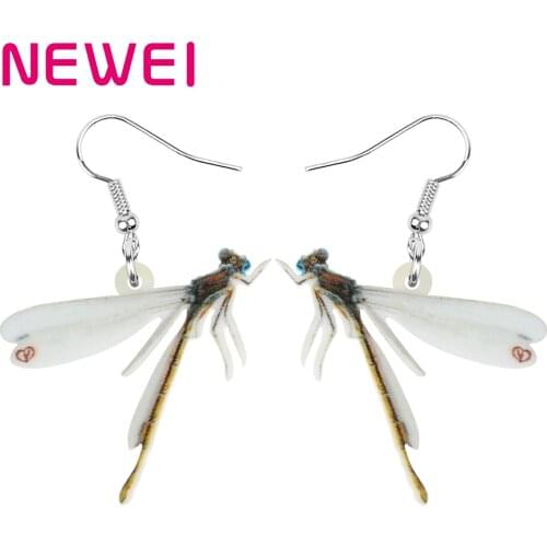 Newei Acrylic Lovely Dragonfly Earrings Lightweight Insect Animal Dangle Drop Jewelry For Women Girls Trendy Summer Jewellery