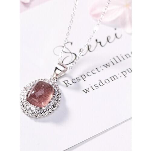 2018 New Genuine 100% 925 Sterling Silver Pendant Necklace For Women Elegance Pink Crystal Original Wedding Necklace Fine Jewels