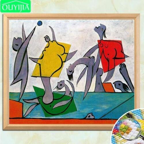 Pablo Picasso Famous Painting "Beach Games and rescue" 5D DIY Diamond Painting Full Square Diamond Embroidery Rhinestone Picture