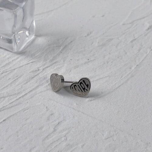 Origin Summer Minimalist Metal Letter Love Heart Stud Earings for Women Exquisite Titanium Steel Earings Everyday Jewelry Hot
