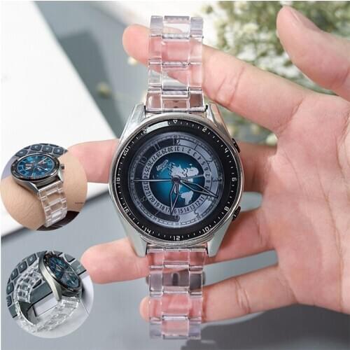 20mm 22mm Resin Watch strap for samsung galaxy gear s3 band strap correa stainless steel buckle galaxy watch 3 41 45mm watchband