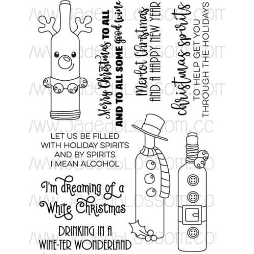 Christmas Wine Bottle Silicone Clear Rubber Stamp Sheet Cling Scrapbooking DIY Cute Pattern Photo Album Paper Decoration