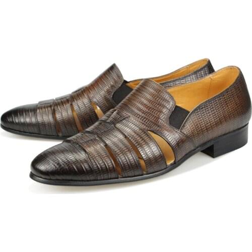 Summer Mens Luxury Casual Sandals 2021 Handmade Print Fashion New Genuine Leather Roman Hollow Out Office Designer sandals Adult