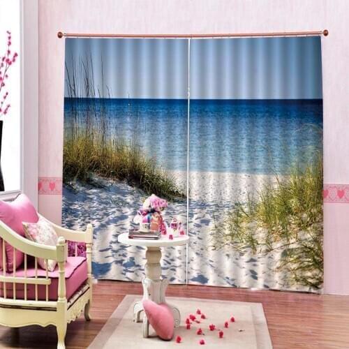 Beach Scenery 3D Pattern Curtains For Living room bedroom Blackout Digital print Window Curtains Customizable any size