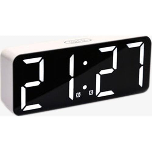 3-level Brightness Adjustment Mini LED Mirror Alarm Clock Digital Table Clock With Temperature Display