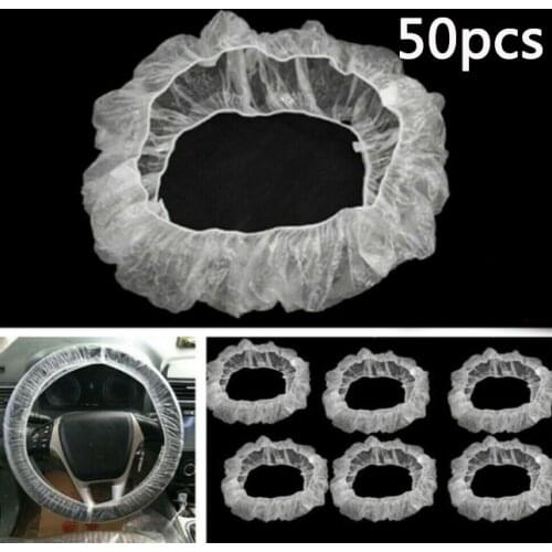 50pcs/Set Universal Disposable Plastic Steering Wheel Cover