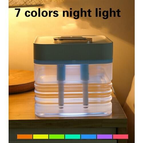 Nano technology large capacity double spray humidifier household desktop 2.5L colorful lamp atomizer with diffuser USB charging