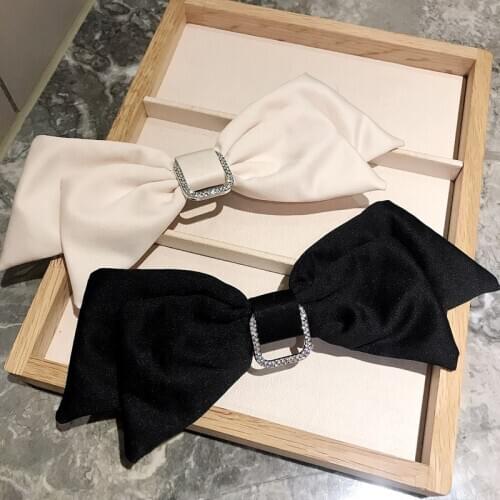 Korean Fabric Bow Hair Clip Crystal Spring Clip Hairpins Luxulry Jewelry Headband Wedding Hair Accessories for Women 2020
