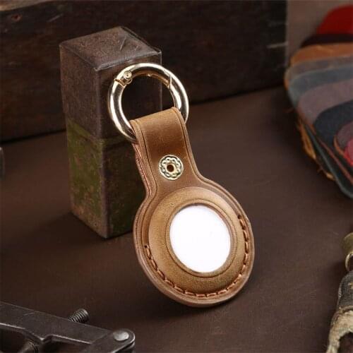 For Airtag Protective Case Luxury Retro Genuine Leather With Keychain For Apple GPS Anti-lost Tracker Locator Device Accessories