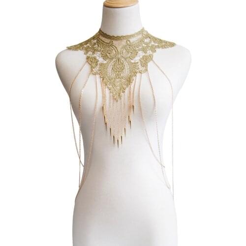 Lace flower necklace Women Flower Collar Hollow out Gothic Big Necklace Multilayer Chain Necklace statement jewelry