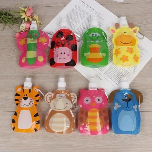 1Pc 380ml Cartoon Reusable Food Pouch Baby Packaging Reusable Squeeze Pouch Plastic Smoothie Squeeze Bags Refillable Lock Bag