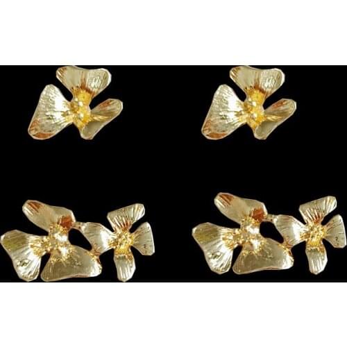 2019New 100Pcs Gold Flower alloy button for diy for DIY Wedding Bridal headdress jewelry or hair accessories HZ579-HZ580