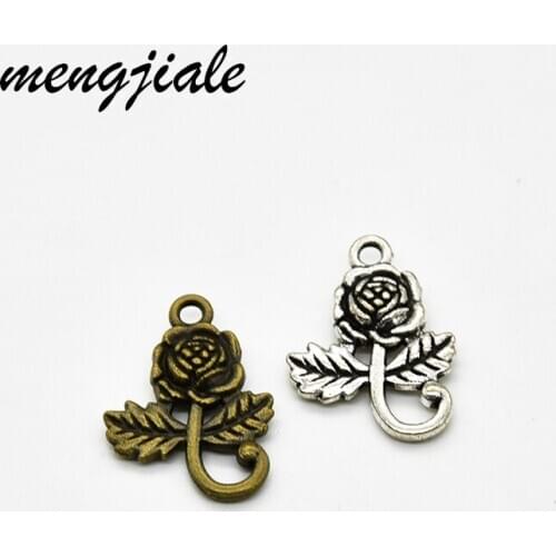 14pcs Hot sell Alloy metal Rose Flower charms fit DIY handmade Jewelry Pendant Making 21*15*4mm