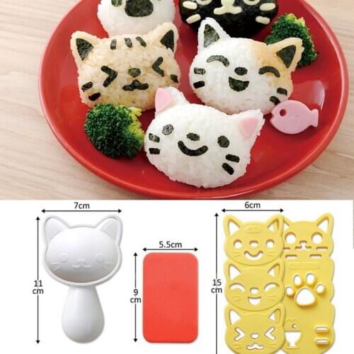 3Pcs/Set Cute Smile Cat Sushi Nori Rice Mold Decor Cutter Bento Maker Sandwich DIY Tool Free Shipping