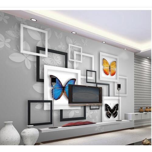 3D wallpaper 3d tv wall paper 3 d geometric abstraction butterfly dream living room TV setting wall wallpaper