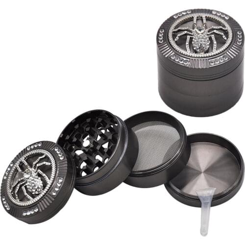 4-layer Spider Weed Grinder Zinc Alloy 50MM/1.96inch Tobacco Grass Herb Grinder with Diamond Herbal Crusher Smoking Accessories