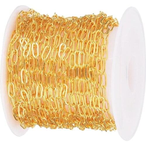 Gold Chain for Jewelry Making Gold Plated Paperclip Chain Link Cable Chain for DIY Women Men Necklace Pendant Charm Crafting