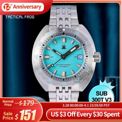 SUB 300T Watch NH35 Automatic Dive Watch Mens Mechanical Sapphire Glass C3 Super Luminous Stainless Bracelet Tactical Frog Watch