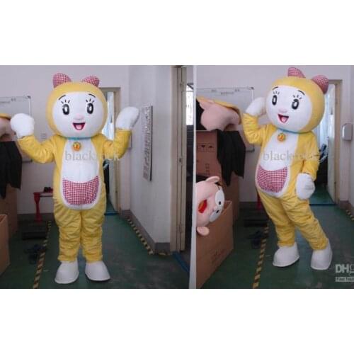 Hot sale Foam Adult New Machine Woman Yellow Cat Mascot Cartoon Costume Halloween Christmas Costume Fancy Dress