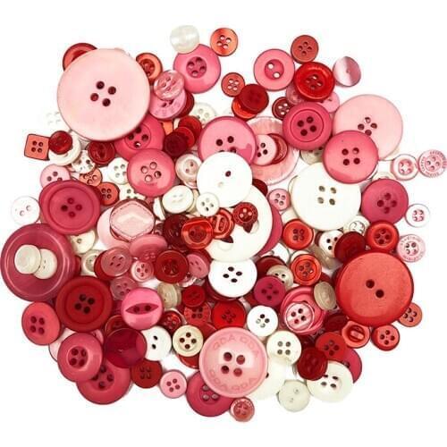 Happymems 80g Pink Red Cute Mixed Plastic Button Crafts Handmade Button Clothing Sewing Decorative Scrapbooking Accessory
