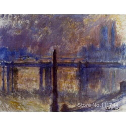 Canvas paintings Charing Cross Bridge and Cleopatras Needle Claude Monet artwork Hand painted High quality