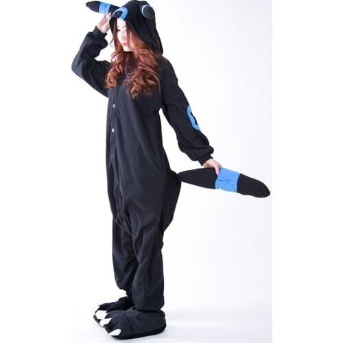 Kigurumi Cartoon Pajamas Black Umbreon Onesie Adult Pyjama Cosplay Costume Sleepwear