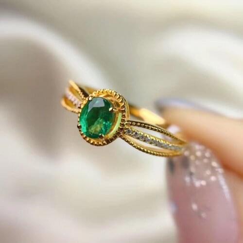 100% Natural And Real Emerald Ring Gemstone Wedding Engagement Rings for Women Fine Jewelry Gift Wholesale