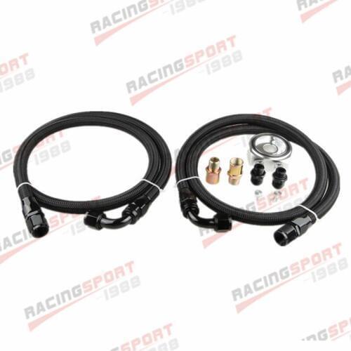 Aluminum Engine Oil Filter Adaptor Kit+Male Fitting+2 x Nylon Cover Braided Line
