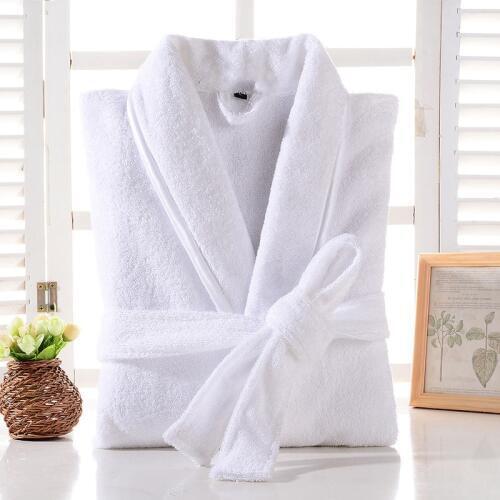 Terry Robe Men 100% Cotton Bathrobe Lovers Brown Robes Men Bathrobe Solid Towel Fleece Long Robe Sleepwear Bridesmaid Robe White