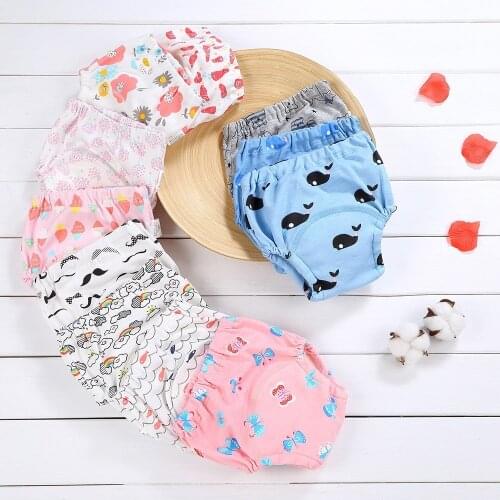 Baby Cotton Training Pants Panties Baby Diapers Reusable Cloth Diaper Nappies Washable Infants Children Underwear Nappy Changing
