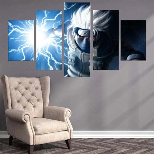 Modular Canvas HD Prints Painting Home Decor 5 Pieces Hatake Kakashi Pictures Anime Poster Living Room Wall Art Framework
