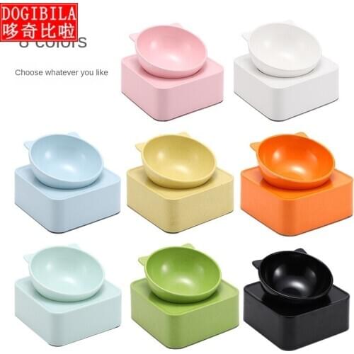 Tilted pet bowl slanted mouth multi angle adjustment neck protection cat bowl dog bowl antiskid cat ear slanted mouth melamine