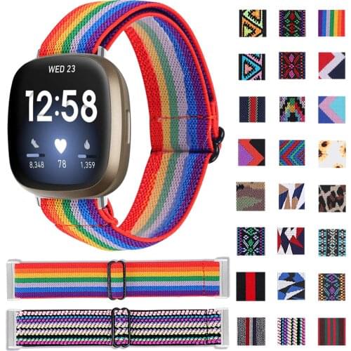 Nylon Replacement Watch Straps Compatible with Fitbit Sense/Fitbit Versa 3,Soft Elastic Breathable Sport Wristbands for Men/Wome