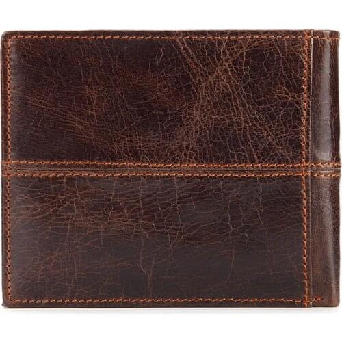2019 New luxury multi-card position wallet top layer cowhide men vintage style high quality short Oil wax cowhide wallet