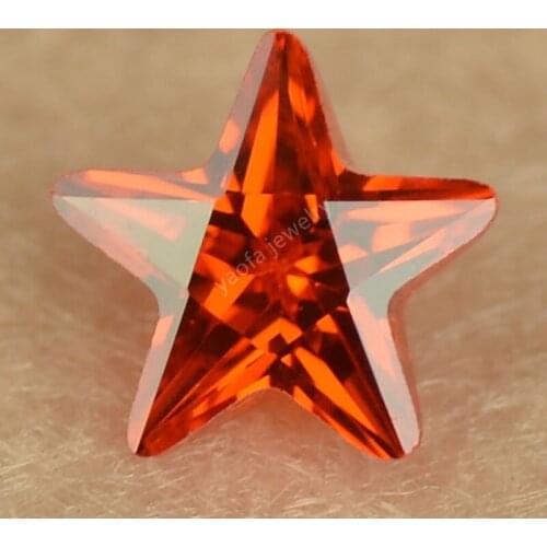 Wholesale 2*2~10*10mm Five-Pointed Star Shape Cut Dark Orange CZ Gems Loose Cubic Zirconia Synthetic Stones For Jewelry Making