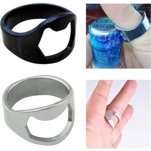 Portable Mini Ring Beer Bottle Opener Stainless Steel Finger Ring-shape Bottle Beer Cap Opening Remover Kitchen Bar Tools 22MM