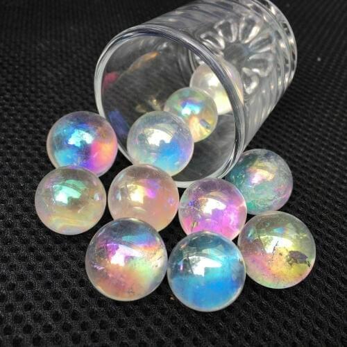Rainbow aura sphere titanium seed quartz crystal ball healing 10pcs