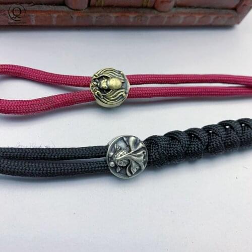 Retro Brass Goldfish Bat Knife Pendants EDC Outdoor Products DIY Paracord Beads Copper Fish Umbrella Rope Hangings Keyrings