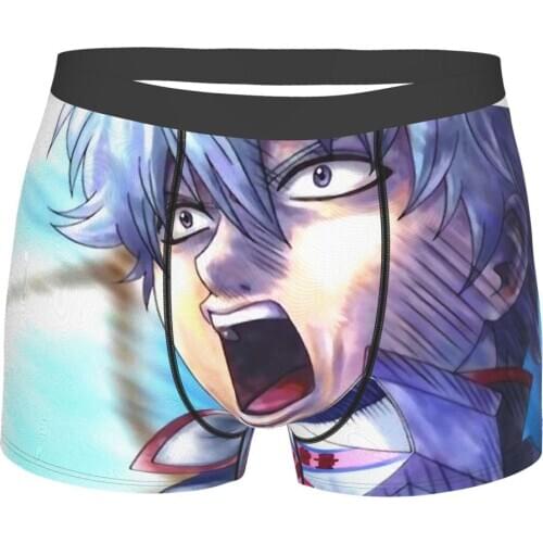 Strawberry Milk Reaction Image Gintama Sakata Gintoki Spoof Inspirational Anime Underpants Cotton Panties Mens Underwear