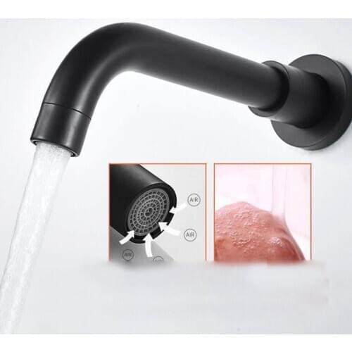 Vidric Wall Mounted Bathroom Sink Faucets Black Wall Mixer Tap Hot Cold Water Crane 360 Degree Rotate Chrome Basin Mixer ELF1405